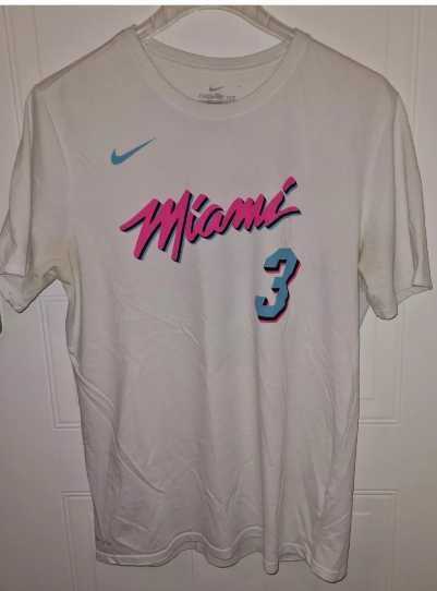 Mens Custom Miami Heat White T-Shirt